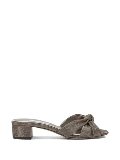 Aquazzura Nina 35 Mm Metallic Knot Block Heel Sandal In Multi