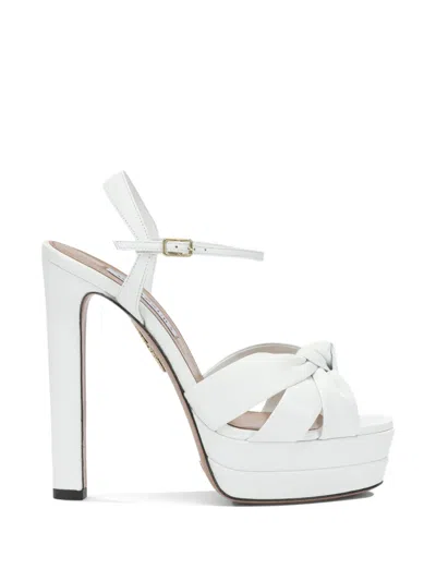 Aquazzura Knotted Platform Sandals In White