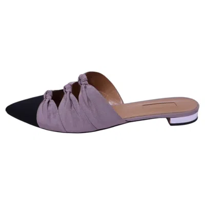 Pre-owned Aquazzura Knotted Pointed-toe Mules - Eu 40 In Gray