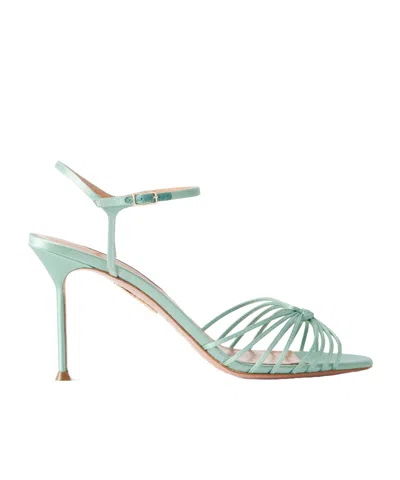 Aquazzura Serenity 85 Knotted Satin Sandals In Multi