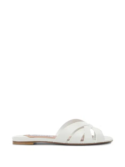 Aquazzura Copacabana White Calf Leather Calf Leather Slides