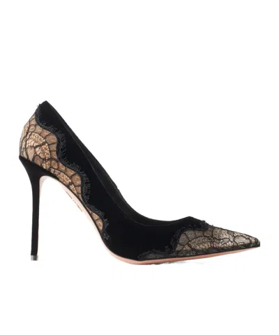 Aquazzura Meadow 105 Lace-trimmed Velvet Pumps In Multi