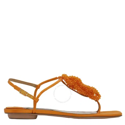 Aquazzura Ladies Mango Chain Of Love Flat Sandals In Orange