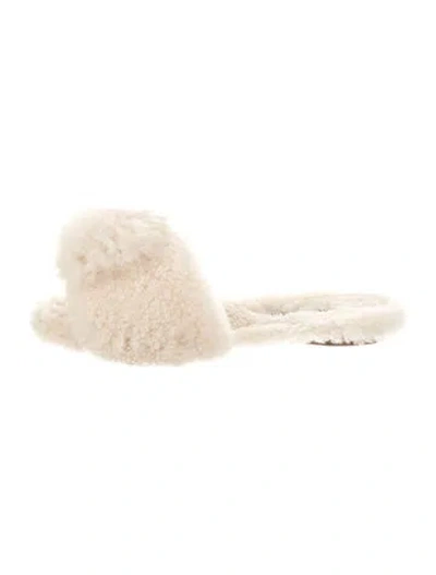 Pre-owned Aquazzura Lambswool Slides In Neutral