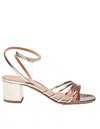Aquazzura Latour Sandal 50 In Laminated Leather Color Light Gold In Soft Gold
