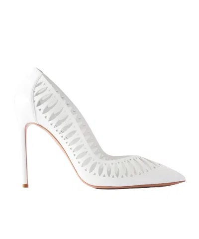 Aquazzura Laser-cut Leather Pumps In White