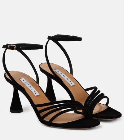 Aquazzura Latour 75 Suede Sandals In Black