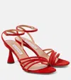 Aquazzura Latour 75 Suede Sandals In Red