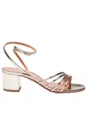 Aquazzura Latour Sandal 50 In Laminated Leather Color Light Gold In Soft Gold