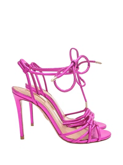 Pre-owned Aquazzura Laura Metallic Sandals In Pink
