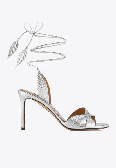 Aquazzura Leaf 85 Metallic Leather Sandals