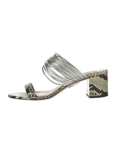 Pre-owned Aquazzura Leather Animal Print Slides