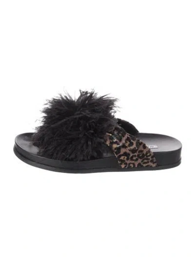 Pre-owned Aquazzura Leather Animal Print Slides
