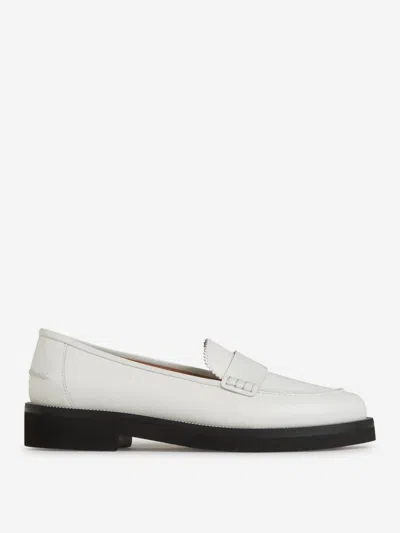 Aquazzura Aqua Chain-detailed Leather Loafers In White