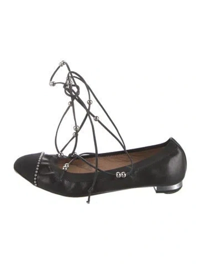 Pre-owned Aquazzura Leather Ballet Flats In Black