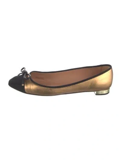 Pre-owned Aquazzura Leather Ballet Flats In Black