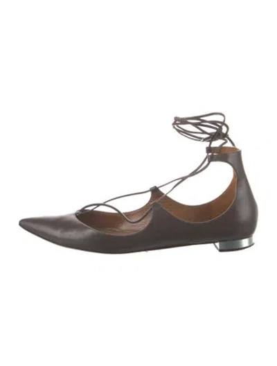 Pre-owned Aquazzura Leather Ballet Flats In Black