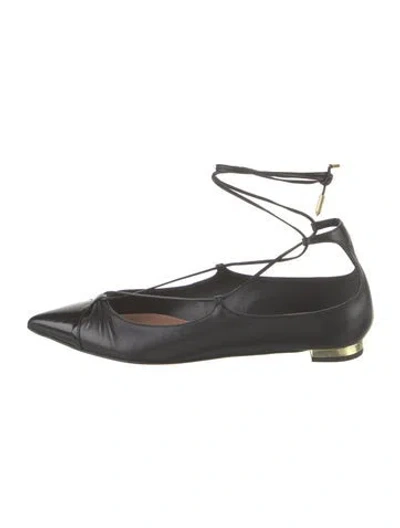 Pre-owned Aquazzura Leather Ballet Flats In Black
