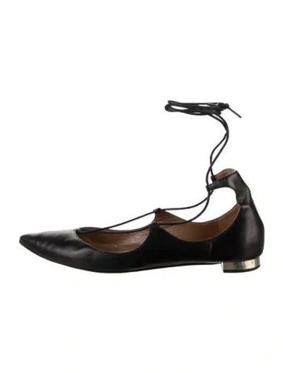 Pre-owned Aquazzura Leather Ballet Flats In Black