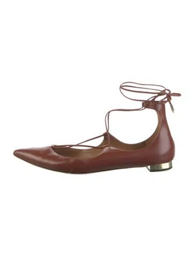 Pre-owned Aquazzura Leather Ballet Flats In Brown