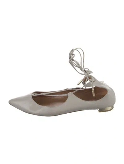 Pre-owned Aquazzura Leather Ballet Flats In Gray