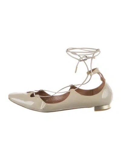 Pre-owned Aquazzura Leather Ballet Flats In Grey