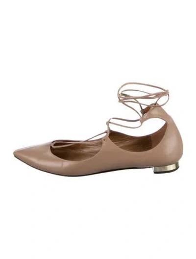 Pre-owned Aquazzura Leather Ballet Flats In Neutrals