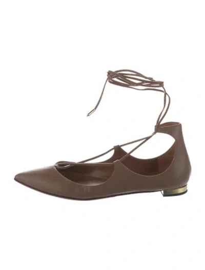 Pre-owned Aquazzura Leather Ballet Flats In Neutrals