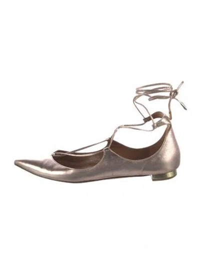 Pre-owned Aquazzura Leather Ballet Flats In Neutrals