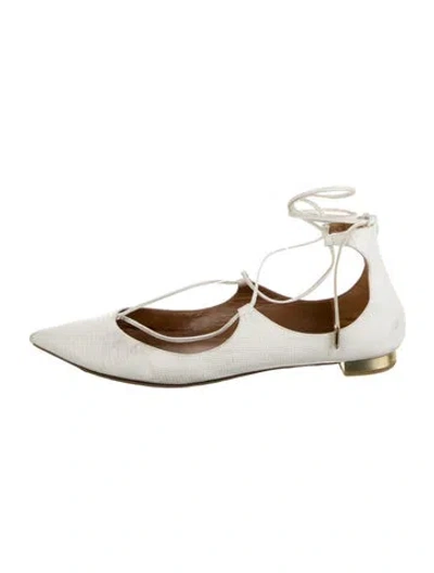 Pre-owned Aquazzura Leather Ballet Flats In Silver