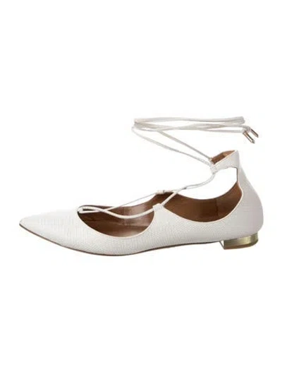 Pre-owned Aquazzura Leather Ballet Flats In White