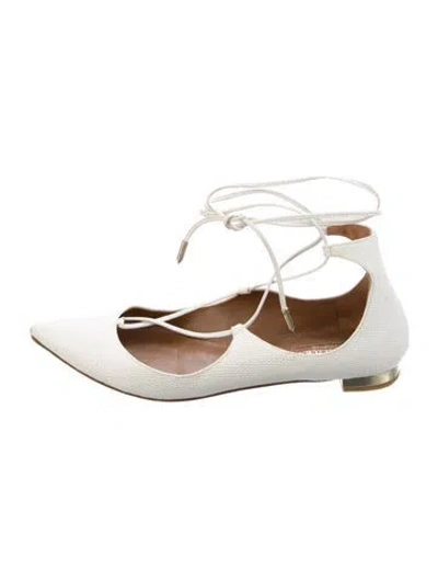Pre-owned Aquazzura Leather Ballet Flats In White