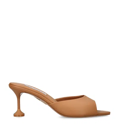 Aquazzura Leather Bisous Mules 65 In Brown