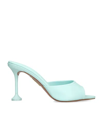 Aquazzura Leather Bisous Mules 85 In Blue