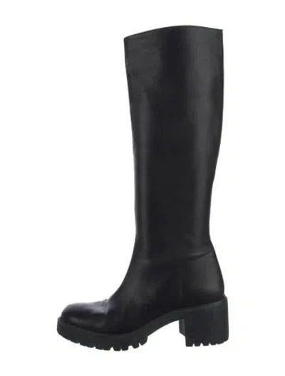 Pre-owned Aquazzura Leather Boots In Black
