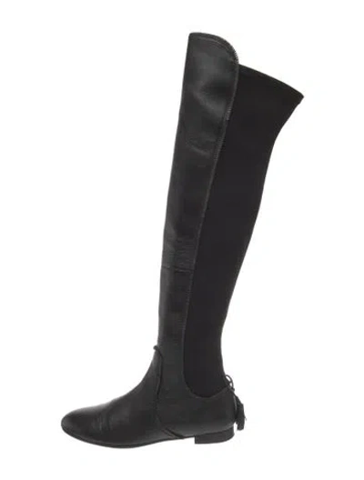 Pre-owned Aquazzura Leather Boots In Black