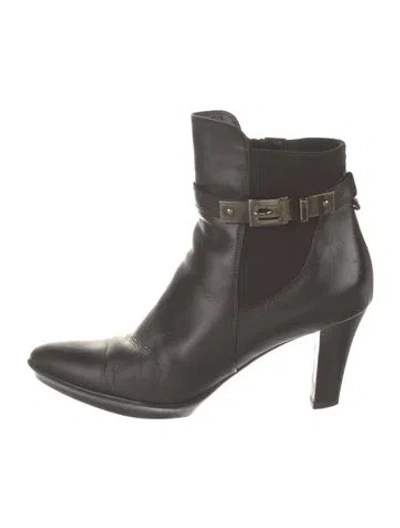 Pre-owned Aquazzura Leather Boots In Gray