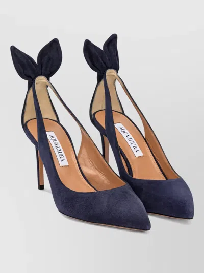 Aquazzura Leather Bow Tie 85 Mm Pumps In Blue