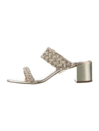 Pre-owned Aquazzura Leather Braided Accents Slides