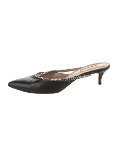 Pre-owned Aquazzura Leather Chain-link Accents Mules In Multi