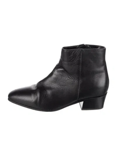 Pre-owned Aquazzura Leather Chelsea Boots In Black