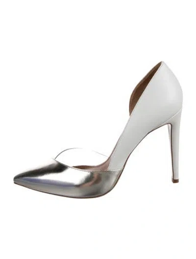 Pre-owned Aquazzura Leather Colorblock Pattern D'orsay Pumps W/ Tags In White