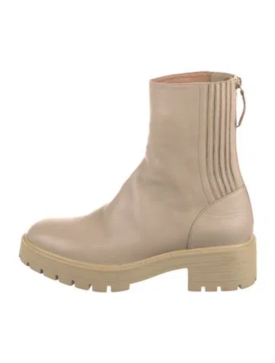Pre-owned Aquazzura Leather Combat Boots In Neutral