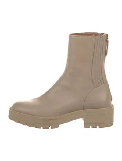 Pre-owned Aquazzura Leather Combat Boots In Neutral