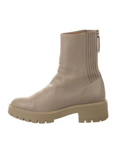 Pre-owned Aquazzura Leather Combat Boots In Neutral