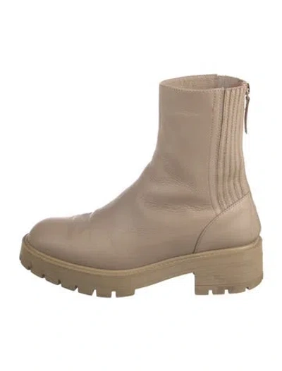 Pre-owned Aquazzura Leather Combat Boots In Neutral