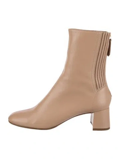 Pre-owned Aquazzura Leather Combat Boots In Neutral