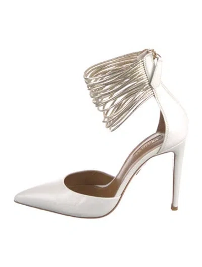 Pre-owned Aquazzura Leather D'orsay Pumps In White