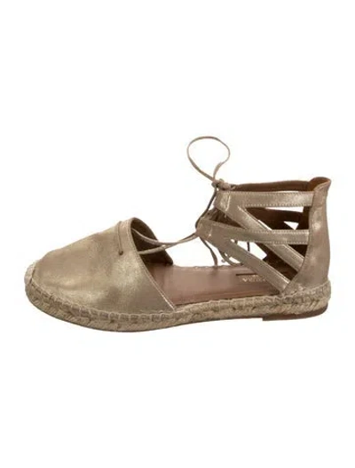 Pre-owned Aquazzura Leather Espadrilles In Gold/metallic