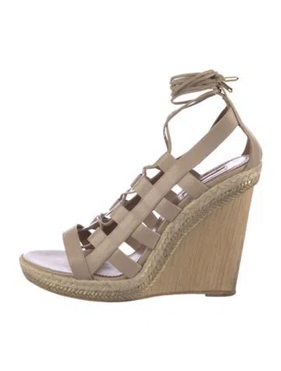 Pre-owned Aquazzura Leather Espadrilles In Neutral